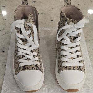 Leopard Print High-Top Girls Sneakers Size 3